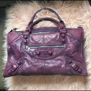 Balenciaga Purple/Fuchsia Covered Giant Work Tote